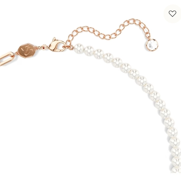 🔹️Swarovski 🔹️Pink Teddy Bear pendant Crystal pearl   Rose gold-tone Necklace - Picture 5 of 6